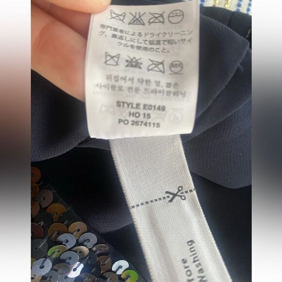 J Crew Collection Romper Sequin Starts Black Neckline  Lined Pockets Sz 6 - Picture 14 of 16